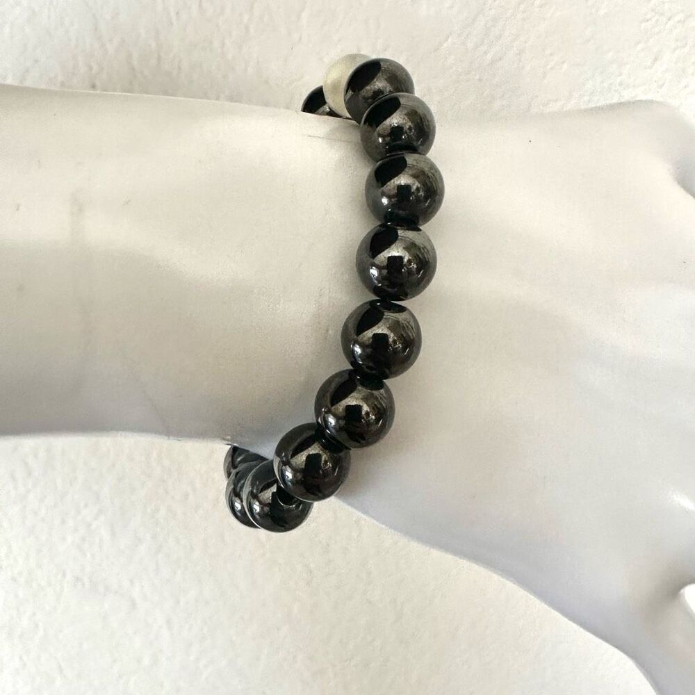 Hematite beaded stretchy bracelet